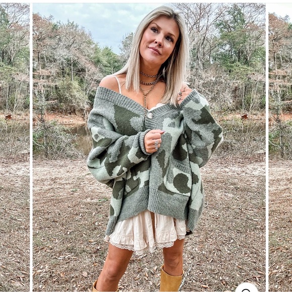 Three Bird Nest Into the Dusk Camouflage Oversized Cardigan, Large, NWT - Picture 9 of 11